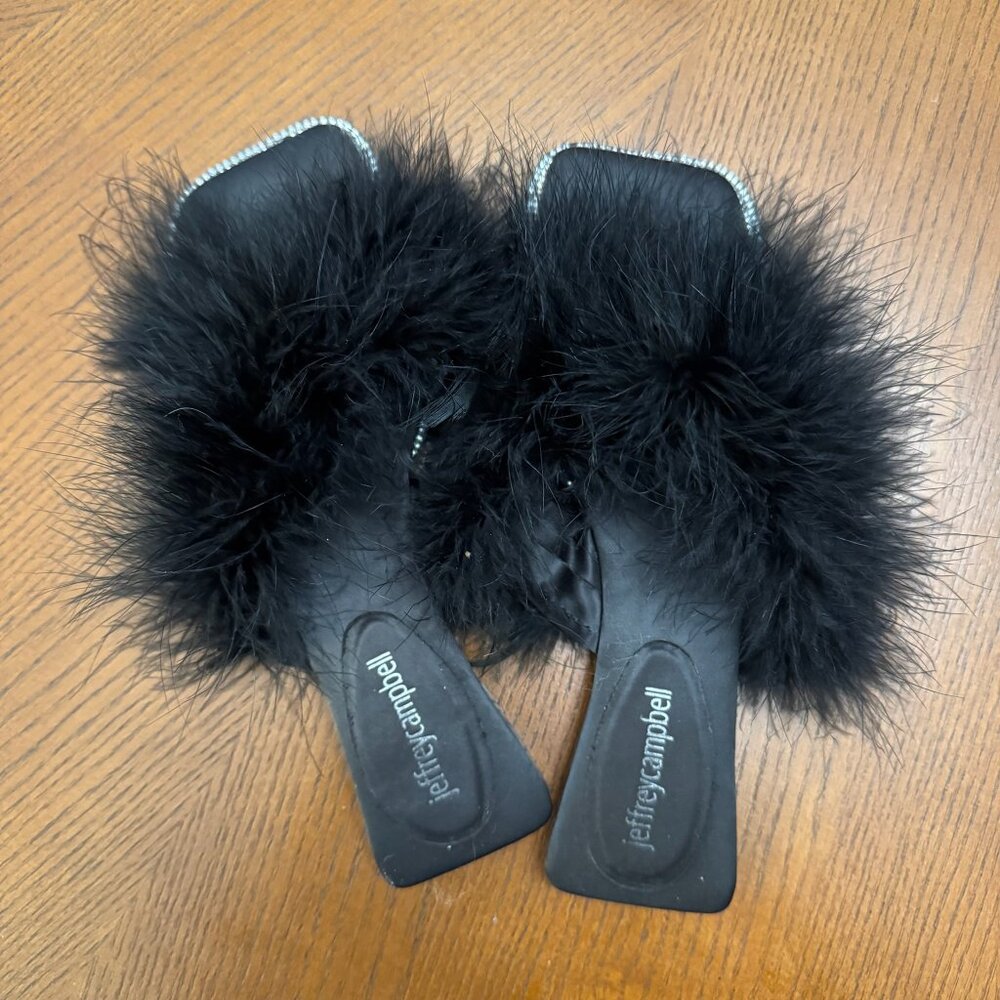 Jeffrey Campbell Acelynn Black Feather Sandals Size‎ 7
